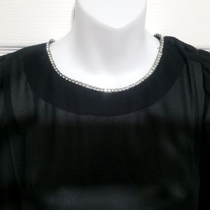 Vintage Sheer LBD L/S Cocktail Dress Rhinestone 6